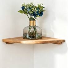 1 pieza Estantería de esquina de madera maciza de 22 cm, Estantería de pared de madera, Estantería de almacenamiento de decoración de pared de madera fijada con tornillos - Multicolor - Ver 4