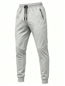 3pcs/Set Men's Breathable Elastic Waist Cuffed Sweatpants, Loose Fit Joggers With Zipper Pockets, Minimalist Gym Workout Pants For Running - Multicolor - View 5