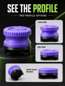 Textured Anti-Slip Joystick Caps, High/Mid Dual Height, Multiple Anti-Slip Pattern Joystick Extender Caps, Compatible With X1box Series X/S And X1box One Controllers, Black/Purple Game Controller Accessories - Multicolor - View 3