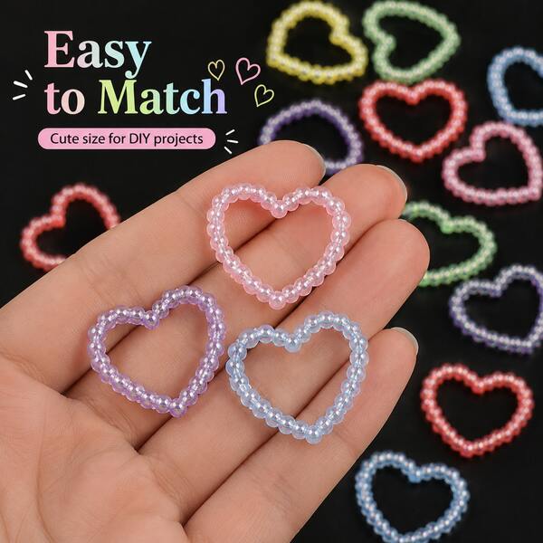 10-20pcs 35/40/50mm Acrylic Onion Ring Heart Beads, Handmade Beaded DIY Jewelry Accessories Decorative Loose Beads