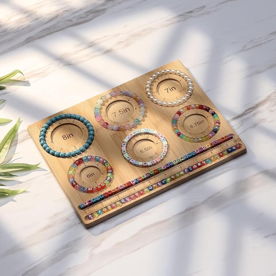 DIY Jewelry Making Beading Board, Bracelet Size Measurement & Layout Board (Inch Version), Beading Design Tray Tool, Multi-Size Bracelet Making Board, Suitable For Making Bracelets, Necklaces, Jewelry Accessories, Adult Creative Gift, Portable Beading Storage Station - One Size - View 1
