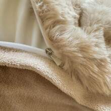 Faux Rabbit Fur Solid Color 1pc Plush Duvet Cover, Soft And Comfortable, Machine Washable, Suitable For Bedroom, Guest Room, Winter Essential Bedding Decor, Holiday Gift, 150*200*230 Duvet Cover, Pillowcases Not Included, No Filler - Camel - View 6