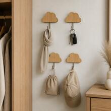 Add Practical Storage And Natural Decorative Texture To Your Home With This 6-Piece Set Of Cloud-Shaped Wall Hooks. Each Compact Hook Features A Bamboo Cloud Panel With Clear Natural Wood Grain And A Silver Iron J-Shaped Hook With Rounded Ends. This Set Of Six Matching Hooks Can Be Installed In Combination To Create A Decorative Wall Layout Or Placed Separately In Any Location Where Extra Hanging Space Is Needed. - View 2