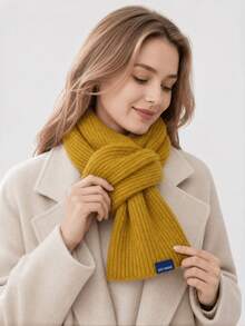 1pc Women's Knitted Scarf, Ins Style, Autumn/Winter New Short Solid Color Warm Student Korean Version Versatile Cross Neck Warmer Suitable For Daily Outdoor Wear - Multicolor - View 13