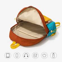 Personalized Color Block Backpack, Fashion Casual Daypack With Front Pocket, Lightweight Outdoor Sports Rucksack, Zipper Backpack For School, Hiking - Multicolor - View 5