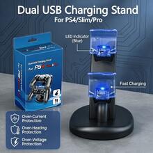 iplay Airplane-Shaped Vertical Charging Dock For PlayStation 4/Slim/Pro Controllers, Detachable Base, MICRO USB Fast Charging, Dual Controller Simultaneous Charging, Overvoltage Overcurrent Overheating Protection, Blue LED Charging Indicator Light Vertical Storage Stand Airplane Charger - View 7