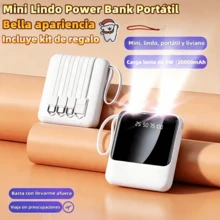 Mini batería externa multifuncional de 20000 mAh, tamaño de bolsillo, Carga lenta de 5W, cargador portátil recargable de gran capacidad y atractivo para teléfonos móviles, cable desmontable 4 en 1 integrado, luz LED dual ultrabrillante, batería externa imprescindible para viajes al aire libre, pantalla digital inteligente, entrada Micro USB y USB-C, salida USB-C, regalo ideal para novias, compatible con iPhone 6 7 8 X XS XR 11 12 13 14 15 16 Mini Plus Pro Max - Blanco - Ver 2
