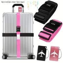 4pcs Buckle Adjustable Luggage Strap For Suitcases Bundling Packing Belt Suitcase Easily Identified Travel Belts Bag Accessories - one-size - View 9