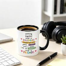 Colleagues To Friends Coffee Mug,11oz Ceramic Cup, Colorful Heart Letter Graphic, Funny Coworker Novelty Mug, Appreciation Gift For Work Best Friend Office Colleague, Ideal For Juice,Milk, Coffee- Perfect Birthday And Holiday Gift - Multicolor - View 5