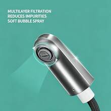 Modern Basin Faucet With Pull Out Sprayer – Soft Bubble Water Saving Aerator, Leak-Proof Ceramic Cartridge, Gunmetal Gray Finish, Single Hole Easy Install - 5934-Gunmetal Gray - View 2