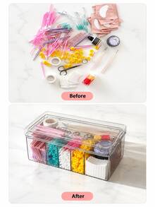 1PC Lash Cart Organizer For Lash Techs,Acrylic Lashes Extension Organizers And Storage For Do Your Own Lashes And Brows At Home,Clear Container For False Eyelash Supplies, Separated Lashs Organizers Boxes - Transparent - View 7