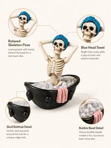 1pc Funny Skeleton Bathtub Figurine, Quirky Gothic Bathroom Decor, Skeleton Bathing Desktop Ornament, Unique Home Countertop Decoration, Novelty Gift For Friends And Skeleton Enthusiasts - A - View 4