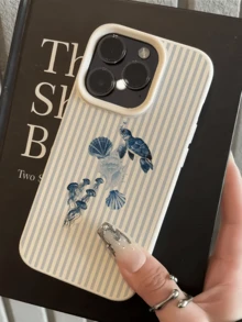1件 白色條紋海龜水母個性化極簡全包覆 TPU 防震手機殼，適用於 Apple 18 17 16 15 14 13 12 11 Pro Max Air 及系列 - 彩色 - 查看 2