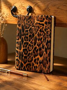 A5 Leopard Print Notebook, 96 Pages Hardcover Journal, Beautiful Animal Print Diary, Suitable For Writing, Studying, Office, School Supplies, Cute Animal Pattern Hardcover Notebook - A - View 3