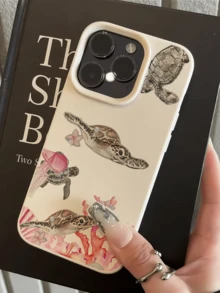 1件 白色珊瑚海龜旅行主題極簡全包覆 TPU 防震手機殼，適用於 Apple 18 17 16 15 14 13 12 11 Pro Max Air 及系列 - 彩色 - 查看 3