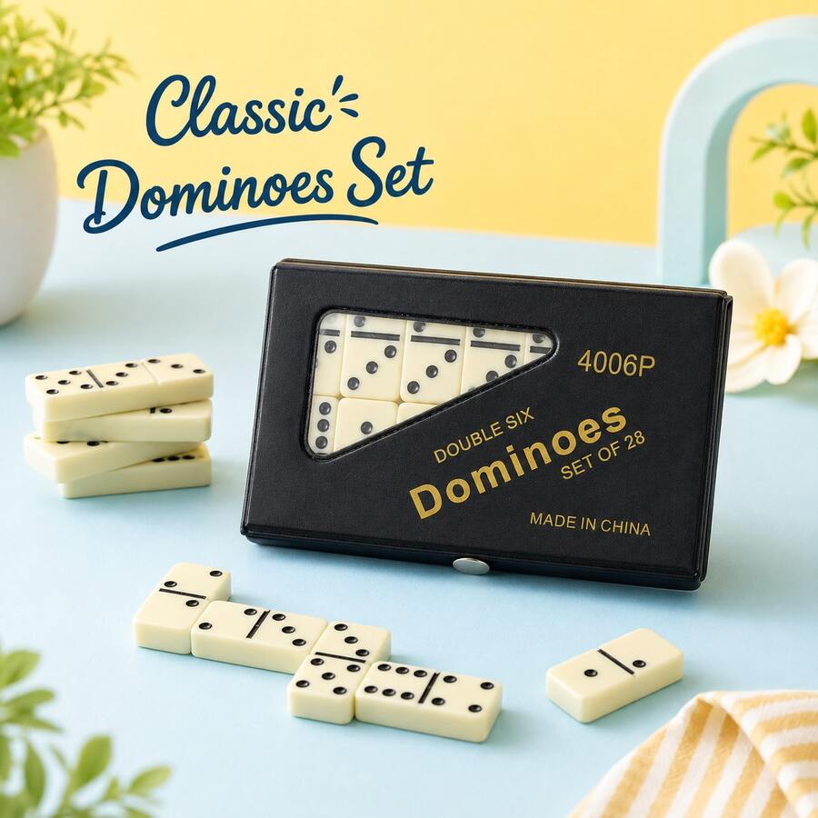 Set Domino Double Six, 28 Buah Permainan Papan Klasik dengan Kotak Penyimpanan Portabel, Ubin Domino Tahan Lama, Cocok untuk Permainan Strategi di Atas Meja, Permainan Papan Keluarga Tradisional, Aktivitas Pesta Interaktif, Hadiah Hiburan Kreatif untuk Teman dan Acara Kumpul-kumpul