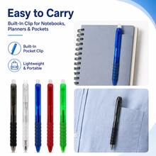 5 Packs Retractable Erasable Gel Pens, 0.5mm Fine Point Click Erasable Pens With Built-In Eraser, Smooth Writing Comfort Grip Pens For Students, School, Office, Notes, Homework & Journaling - Multicolor - View 9