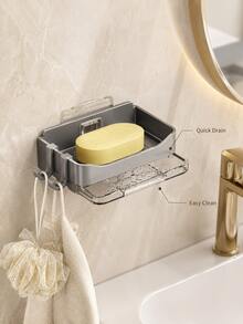 No-Drill Soap Holder Bathroom Draining Soap Dish Wall-Mounted Storage Rack Creative Home Organizer - Multicolor - View 7