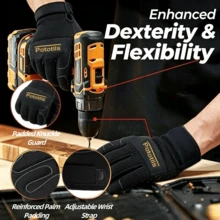 1 Pair Anti-Vibration Anti-Slip Mechanical Work Gloves, Durable And Flexible, Suitable For Cycling, Gardening, Construction And Car Repair - Black - View 6