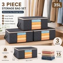 1/3/6/10pcs Home Clothes Storage Bags, Foldable Household Storage Organizer For Home Organization, Clothes, Quilts, Sweaters, Bedding, Bedroom, Pillows And Closet Organizer - Grey - View 15