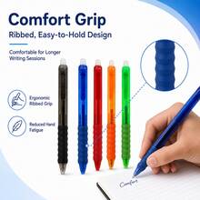 5 Packs Retractable Erasable Gel Pens, 0.5mm Fine Point Click Erasable Pens With Built-In Eraser, Smooth Writing Comfort Grip Pens For Students, School, Office, Notes, Homework & Journaling - Multicolor - View 7