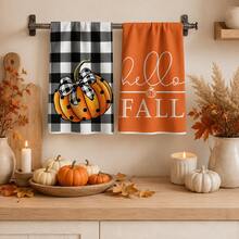 1 st handduk med Thanksgiving-pumpa, slitstark polyester, lämplig för höstfest, heminredning, temafest och sammankomst, dekorativ handduk i Thanksgiving-stil - Multifärgad - Visa 2