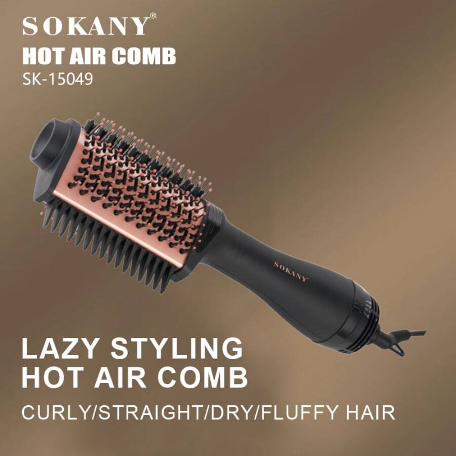SOKANY15049 Hot Air Styling Brush, Straight/Curly/Voluminous, 3-Speed, High Power, Negative Ion, Anti-Scald, Rotating Power Cord, Suitable For Daily/Party/Gift - Black - View 1
