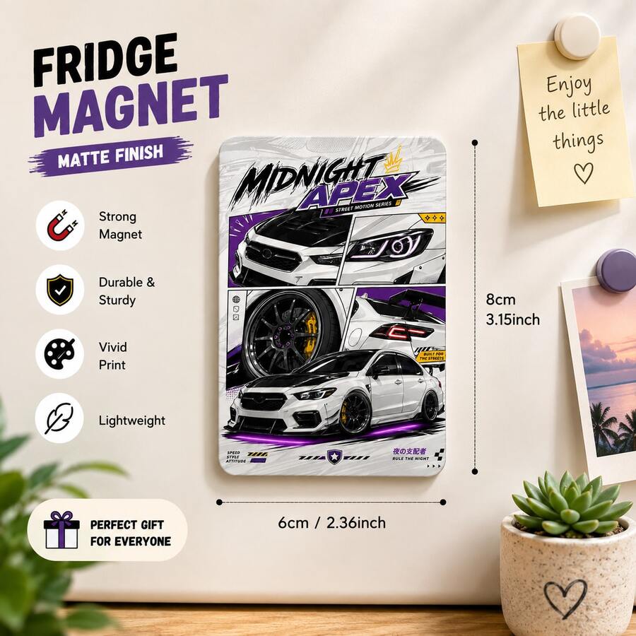 Imán de nevera "Enjoy The Little Things" Street Motion – Diseño de actitud japonesa "Rule The Night", acabado mate, imán fuerte, regalo perfecto para adolescentes - 1 - Ver 1