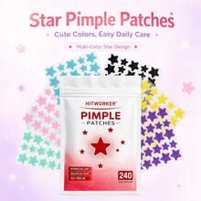 240PCS Star Pimple Patches, Multi-Color Hydrocolloid Spot Patches, Cute Star Shape Face Stickers, Day & Night Use, Easy Apply Daily Skin Care Accessories - Multicolor - View 1