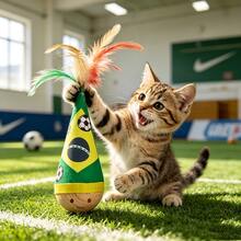 Wobble Cat Toy Self-Entertainment Boredom Buster Energy-Consuming Feather Teaser Wand Cat Toy Ball Pet Supplies - View 1