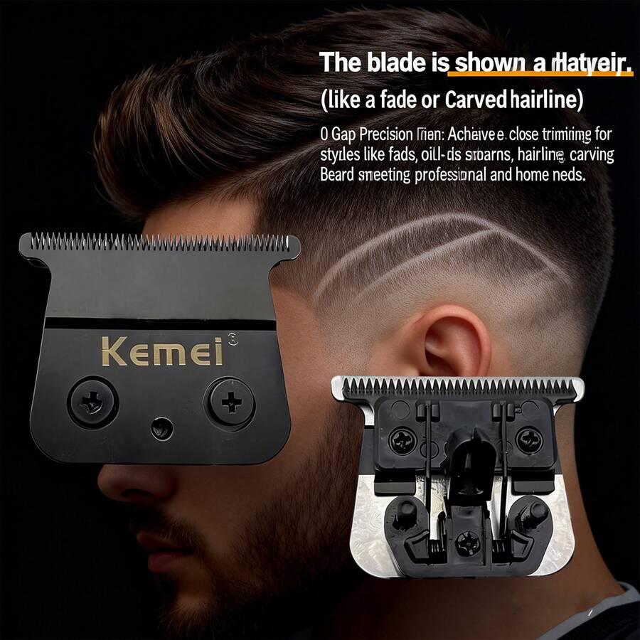 Professional T-Blade Trimmer Replacement Blade Compatible With Kemei KM-2299 | Zero Gap Hair Clipper Cutting Head | High-Quality Barber Tool Accessory - View 1