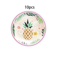 10件/20件/50件/80件 烈陽紅鶴鳳梨熱帶 Luau 派對紙製用品套裝，7/9 英吋紙盤、紙杯、6.5 英吋餐巾紙、9 英吋晚餐盤與 7 英吋甜點盤，夏日夏威夷 Aloha 海灘生日 BBQ 節日慶祝餐具套裝 - 多色 - 查看 11