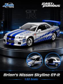 Jada Toys Fast & Furious Brian's Nis-San Skyline GT-R BNR34 Die-Cast Model Car 1:32 Scale, Opening Doors Performance Vehicle Replica, Official Movie Licensed JDM Collectible For Car Enthusiasts, Racing Fans And Scale Model Collectors - Multicolor - View 1