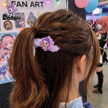 DOBBLE 2pcs K-Pop Style Cartoon Character Hair Scrunchies With Glitter Charms, Elastic Ponytail Holders For Daily Wear, Halloween Cosplay And Birthday Parties - View 9