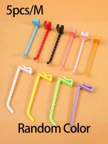 10/5pcs Compact Plastic Macaron Color No-Drill Hooks, Suitable For Bathroom, Shower Room And Door Side, Multi-Functional Towel Key Hooks, Car Key Hooks, Practical Bohemian Style, Random Color - Multicolor - View 8