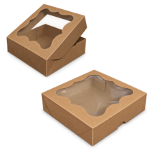 10 un - Caixa com Visor Moldura15x15x4 para Presentes Lembrancinhas Doces Cósmesticos - Caixa Kraft ou Branca - Tampa e Fundo Conjugados Unificados Montagem Fácil - Visão 3