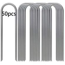 1pc/10pcs/20pcs/30pcs/50pcs U-Shaped Garden Stakes Set, Durable Iron Ground Stakes For Greenhouse, Tent, Lawn, Barrier, Plastic Board, Irrigation Pipe - Multicolor - View 12