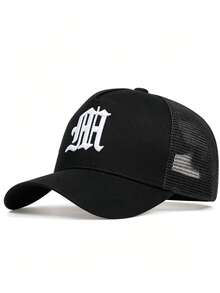 1] Men's & Women's Gothic Letter Embroidery Baseball Mesh Cap, Men's Baseball Cap - Black - View 5