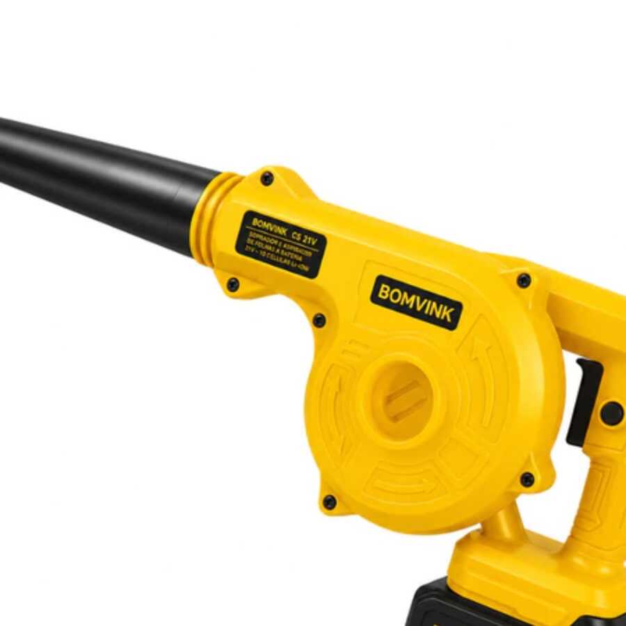 Soprador e Aspirador de Folhas Sem Fio 21V 2 Baterias Recarregável BOMVINK BOM-9709 - Amarelo - Visão 1