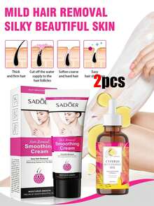 SADOER SADOE 1件易清潔除毛霜，適用於全身除毛，順滑除毛凝膠，美白除毛配方，溫和蘆薈除毛霜，適用於全身 | 無殘茬、不刺激、快速見效 | 絲滑肌膚，適用於女性、母親、妻子、姊妹、青少年、女友的身體護理與自我護理產品，旅行化妝無痛除毛霜 - 膏狀 - 查看 11