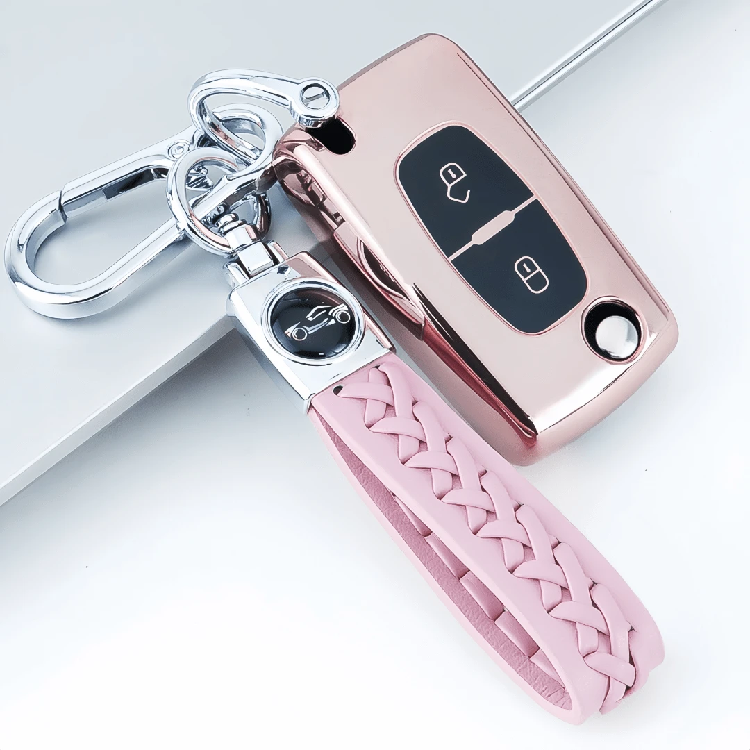 Key Fob Case For Peugeot Models For 207,For 307,For 407,For 308,For 408,For 3008,For 5008 And Models For C2,For C3,For C4,For C5,For C6,For C8 - 2 Button Key Shell Cover Fashionable And Keybags Suitable For Girls