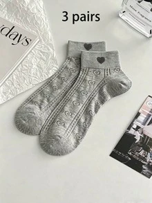 3/6 Pairs Women's Mixed Color Mesh Heart Pattern Versatile Comfortable Breathable Short Boat Socks - Multicolor - View 13