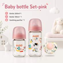 3PCS 0-36 Months 180ml+260ml Baby Bottle Set, Nipple + Bottle 3-Piece Set, Bottle With Measurement Lines, Easy Grip Drinking Cup, Wide Neck Easy To Clean, PP Material, Cute Cartoon Print, Heat Resistant - Multicolor - View 15