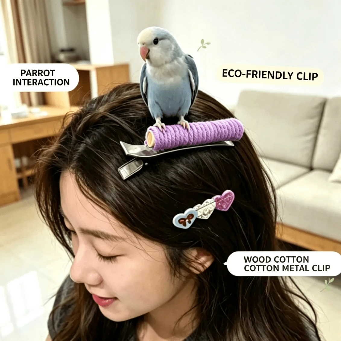 Giá đậu di động cho vẹt, giá đậu vai bằng dây thừng cotton cho Cockatiel, Peony và Sun Conure, đồ chơi mài móng và huấn luyện tương tác - A+B - Xem 1