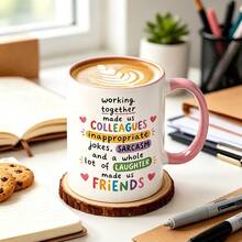 Colleagues To Friends Coffee Mug,11oz Ceramic Cup, Colorful Heart Letter Graphic, Funny Coworker Novelty Mug, Appreciation Gift For Work Best Friend Office Colleague, Ideal For Juice,Milk, Coffee- Perfect Birthday And Holiday Gift - Multicolor - View 3
