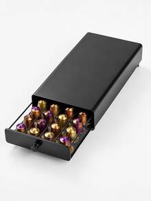 Coffee Capsule Storage Drawer Organizer With Flat Top For Small Coffee Machine, Countertop Coffee Pod Holder For Kitchen Coffee Bar Home Office, Space Saving For Coffee Lovers - Black - View 9