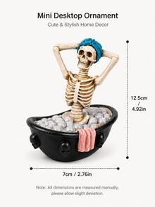 1pc Funny Skeleton Bathtub Figurine, Quirky Gothic Bathroom Decor, Skeleton Bathing Desktop Ornament, Unique Home Countertop Decoration, Novelty Gift For Friends And Skeleton Enthusiasts - A - View 7