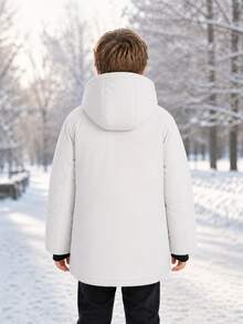 SOLOCOTE Boys' Raglan Sleeve Button Front Hooded Padded Coat, Winter Warm Coat, Christmas Gift - White - View 5