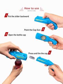 1pc/4pcs Fun Bottle Cap Launcher Opener, Creative Gun-Shaped Beer Bottle Opener, One-Click Cap Ejection, Portable Novelty Bar Tool, Suitable For Home Party, BBQ, Camping, Picnic, Birthday Gift For Men And Beer Lovers - Multicolor - View 3
