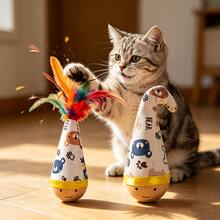 Wobble Cat Toy Self-Entertainment Boredom Buster Energy-Consuming Feather Teaser Wand Cat Toy Ball Pet Supplies - View 5